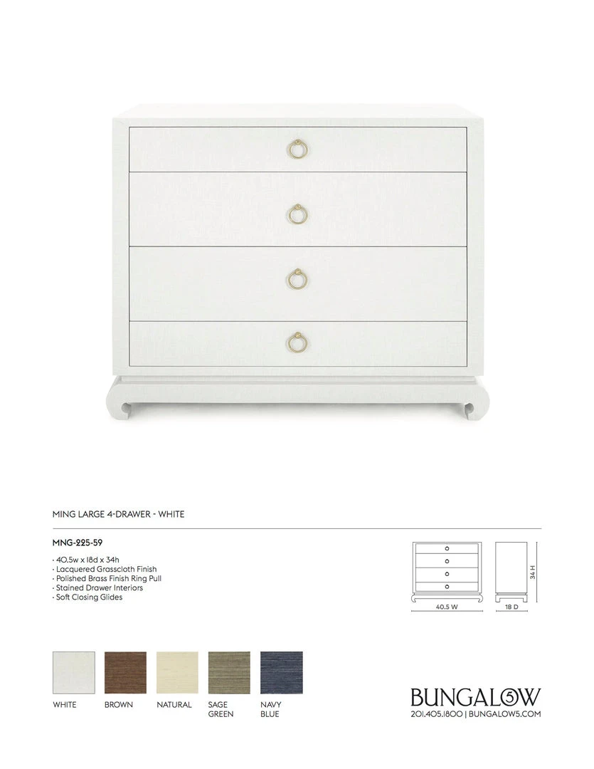 Bungalow 5 New Arrivals Ming Large 4 Drawer Chest White 4 Bungalow 5 New Arrivals Ming Large 4 Drawer Chest White