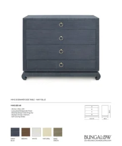 Bungalow 5 Ming Large 4 Drawer Chest Navy Blue