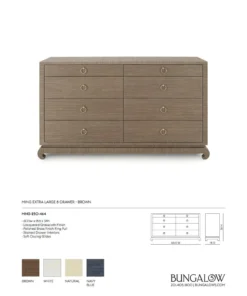 Bungalow 5 New Arrivals Ming Extra Large 8 Drawer Dresser Brown