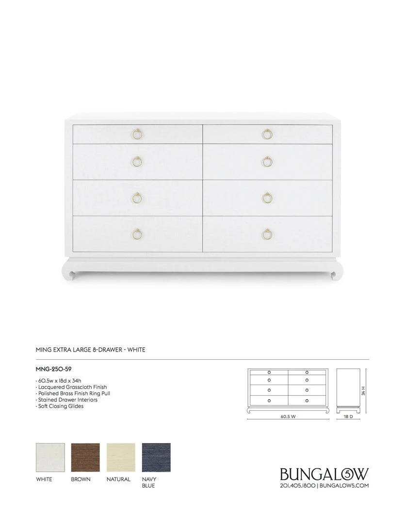 Bungalow 5 Ming Extra Large 8 Drawer Dresser White New Arrivals 6 Bungalow 5 Ming Extra Large 8 Drawer Dresser White New Arrivals
