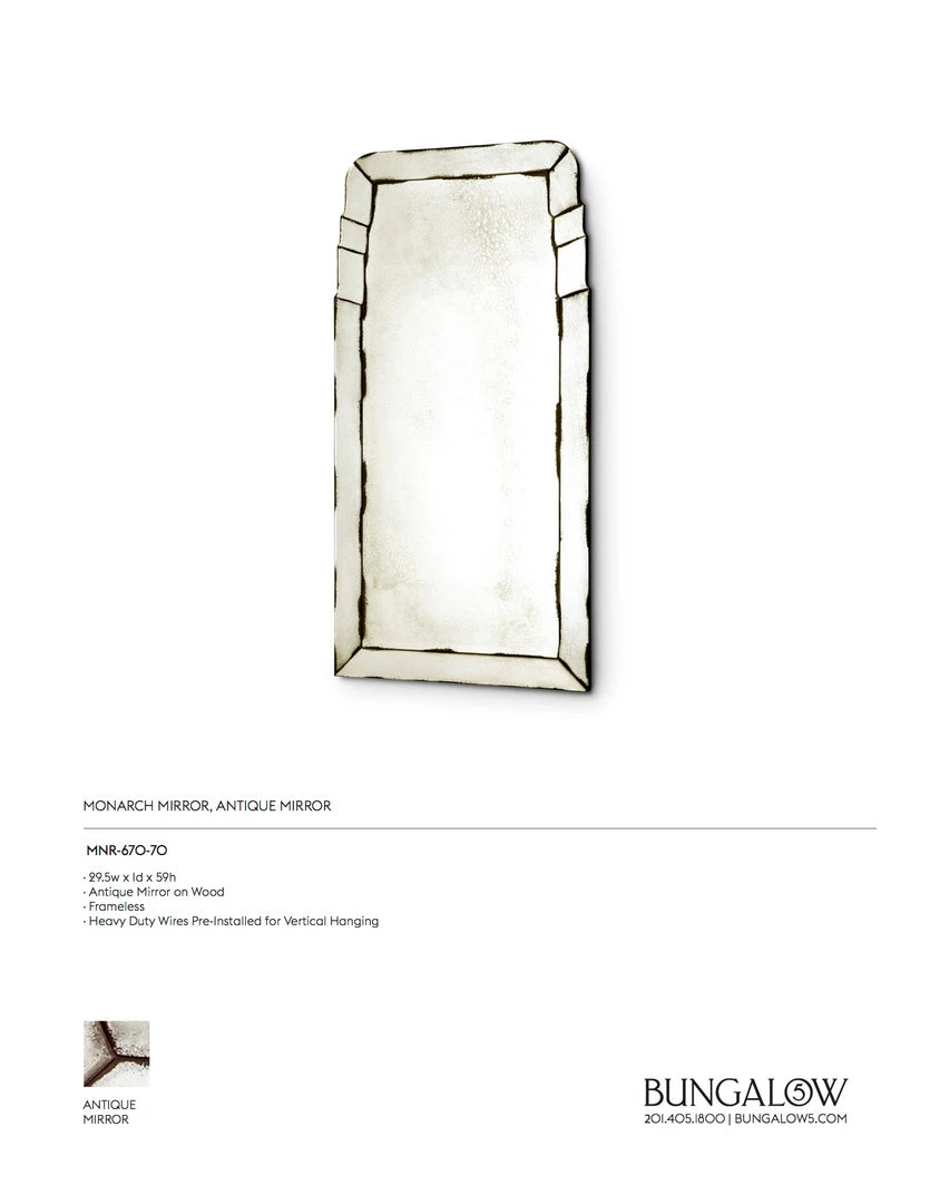 Bungalow 5 Monarch Mirror Antique Mirror 3 Bungalow 5 Monarch Mirror Antique Mirror