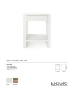 Bungalow 5 Morgan 1 Drawer Side Table White