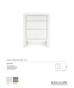 Bungalow 5 Morgan 3 Drawer Side Table White New Arrivals 14 Bungalow 5 Morgan 3 Drawer Side Table White New Arrivals
