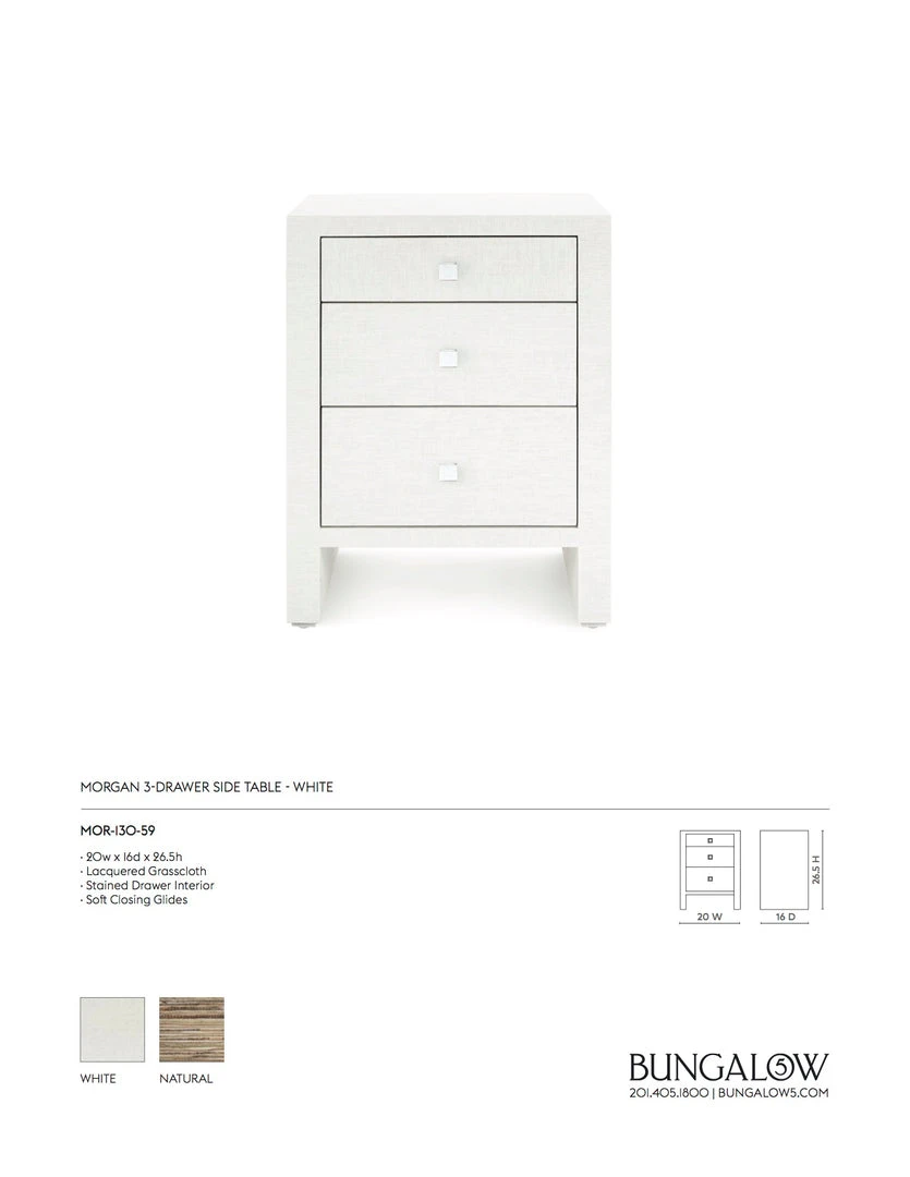 Bungalow 5 Morgan 3 Drawer Side Table White New Arrivals 4 Bungalow 5 Morgan 3 Drawer Side Table White New Arrivals