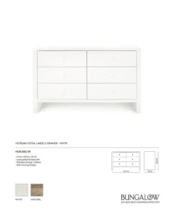 Bungalow 5 Morgan Extra Large 6 Drawer Chest White New Arrivals