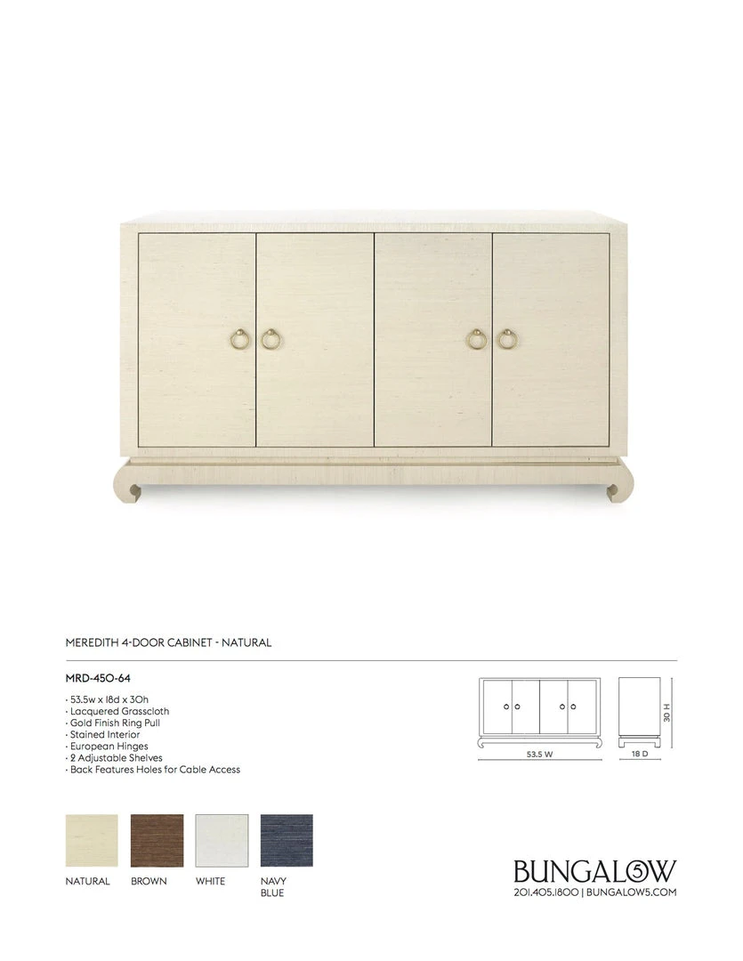 Bungalow 5 Meredith 4 Door Cabinet Natural New Arrivals 4 Bungalow 5 Meredith 4 Door Cabinet Natural New Arrivals