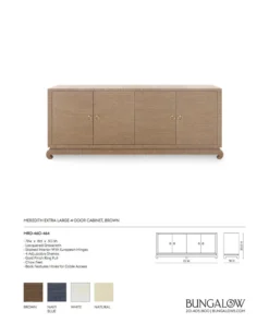Bungalow 5 New Arrivals Meredith Extra Large 4 Door Cabinet Brown