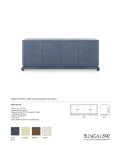 Bungalow 5 New Arrivals Meredith Extra Large 4 Door Cabinet Navy Blue