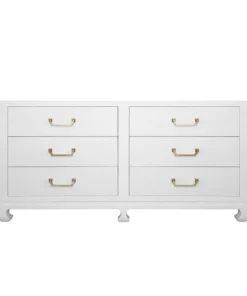 Worlds Away Murray Chest White Grasscloth