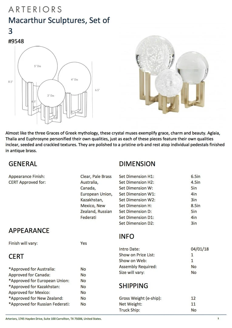 Arteriors Home MacArthur Sculptures Set Of 3 New Arrivals 5 Arteriors Home MacArthur Sculptures Set Of 3 New Arrivals