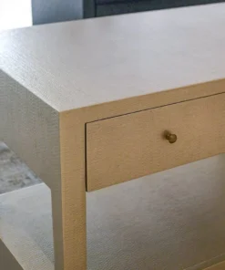 Made Goods Conrad Double Nightstand Champagne Faux Raffia