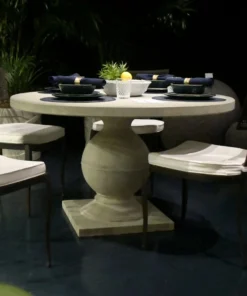 Made Goods Cyril Round Dining Table Light Gray Concrete