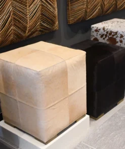 Made Goods Essex Stool Beige Hair On Hide Leather