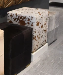 Made Goods Essex Stool Gray Hair On Hide Leather New Arrivals