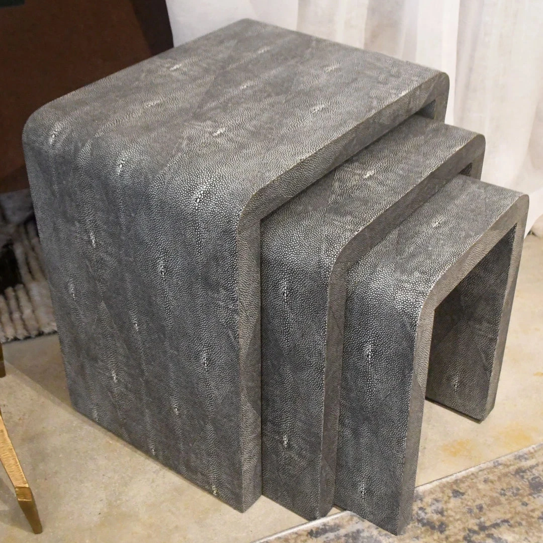 Made Goods Harlow Nesting Tables Cool Gray Faux Shagreen New Arrivals 2 Made Goods Harlow Nesting Tables Cool Gray Faux Shagreen New Arrivals