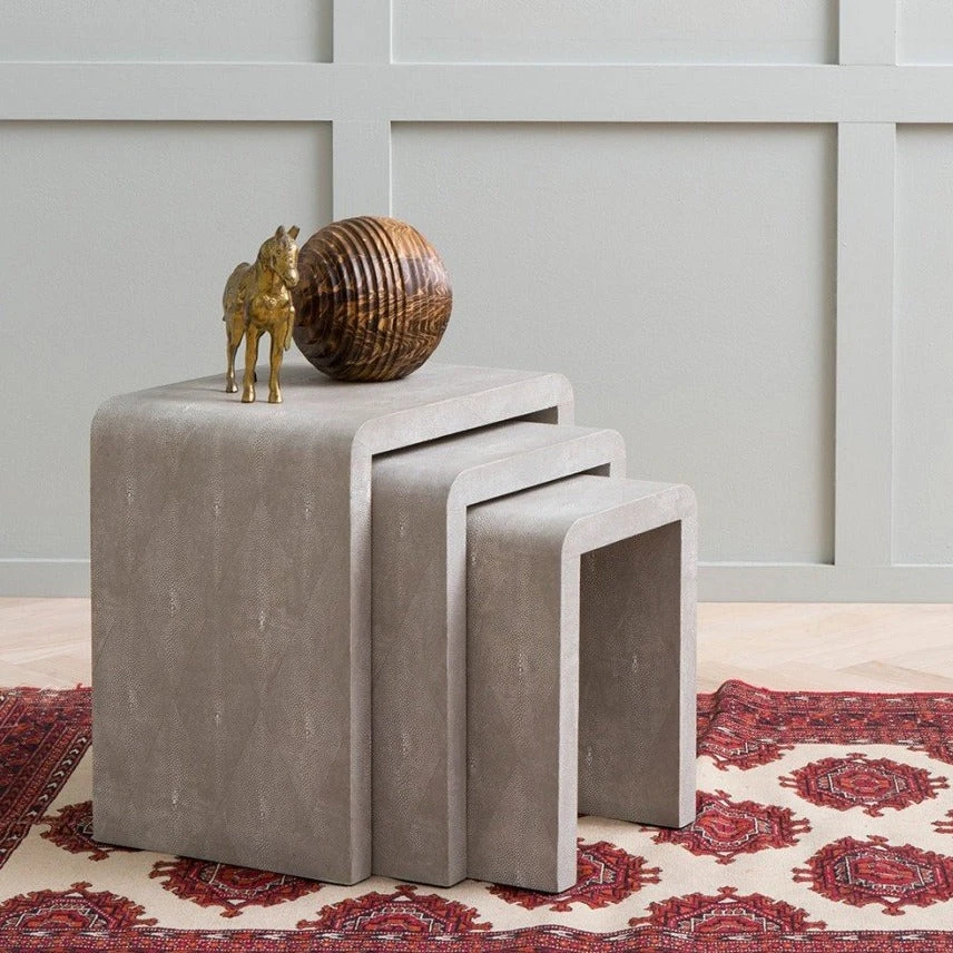 Made Goods Harlow Nesting Tables Sand Faux Shagreen 3 Made Goods Harlow Nesting Tables Sand Faux Shagreen