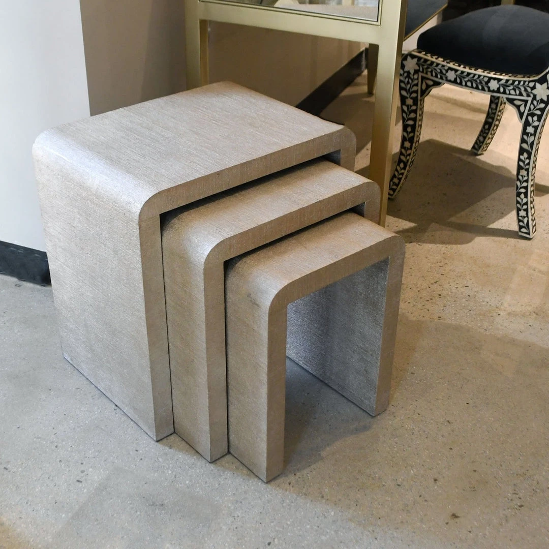 Made Goods Harlow Nesting Tables Sand Faux Shagreen 2 Made Goods Harlow Nesting Tables Sand Faux Shagreen