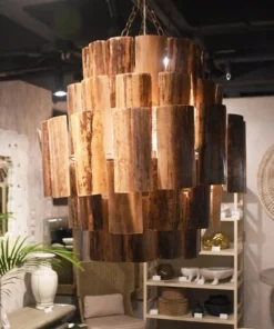 Made Goods Marjorie Chandelier Dark Natural Banana Bark