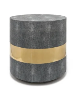 Made Goods Maxine Side Table Brass And Cool Gray Faux Shagreen New Arrivals