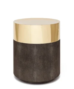 Made Goods New Arrivals Maxine Stool Brass And Mushroom Faux Shagreen