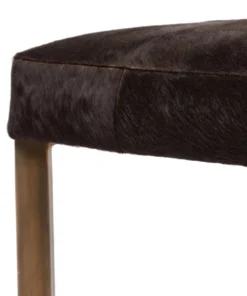 Made Goods Roger Double Bench Dark Brown Hide With Antique Brass Base