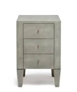Made Goods New Arrivals Sorin 3 Drawer Single Nightstand Castor Gray Faux Shagreen