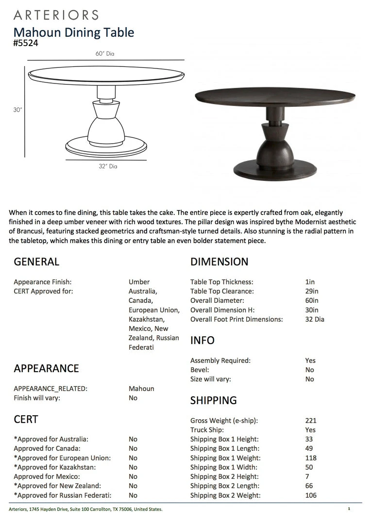 Arteriors Home Mahoun Dining Table New Arrivals 5 Arteriors Home Mahoun Dining Table New Arrivals