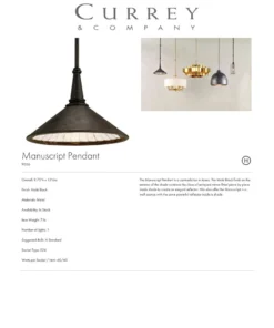 Currey And Company Manuscript Pendant 8 Currey And Company Manuscript Pendant