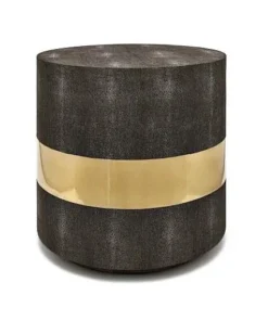 Made Goods Maxine Side Table Brass And Mushroom Faux Shagreen New Arrivals