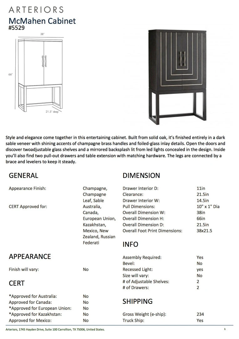 Arteriors Home McMahen Cabinet New Arrivals 5 Arteriors Home McMahen Cabinet New Arrivals