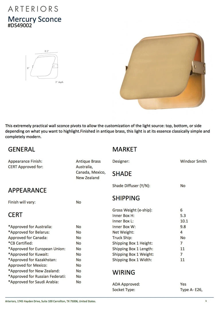 Arteriors Home Mercury Wall Sconce Polished Brass New Arrivals 4 Arteriors Home Mercury Wall Sconce Polished Brass New Arrivals