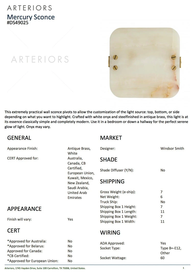 Arteriors Home Mercury Sconce Onyx New Arrivals 4 Arteriors Home Mercury Sconce Onyx New Arrivals