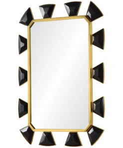 Mirror Home New Arrivals Black Leather And Burnished Brass Mirror