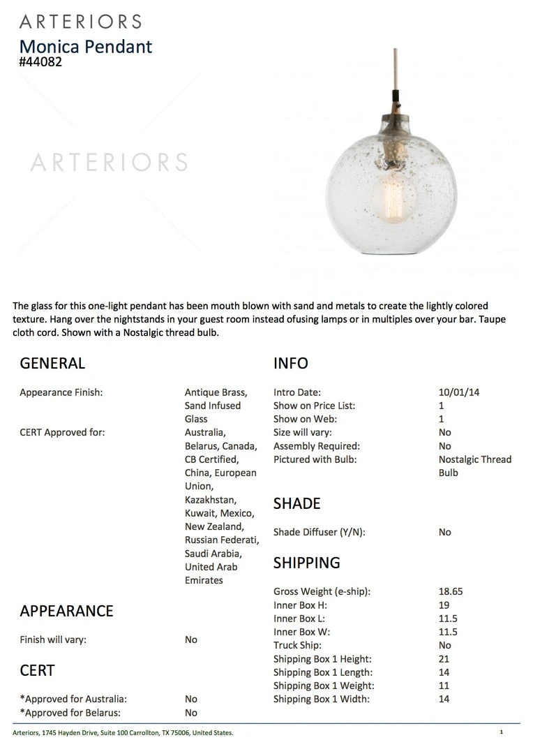 Arteriors Home Monica Pendant 5 Arteriors Home Monica Pendant