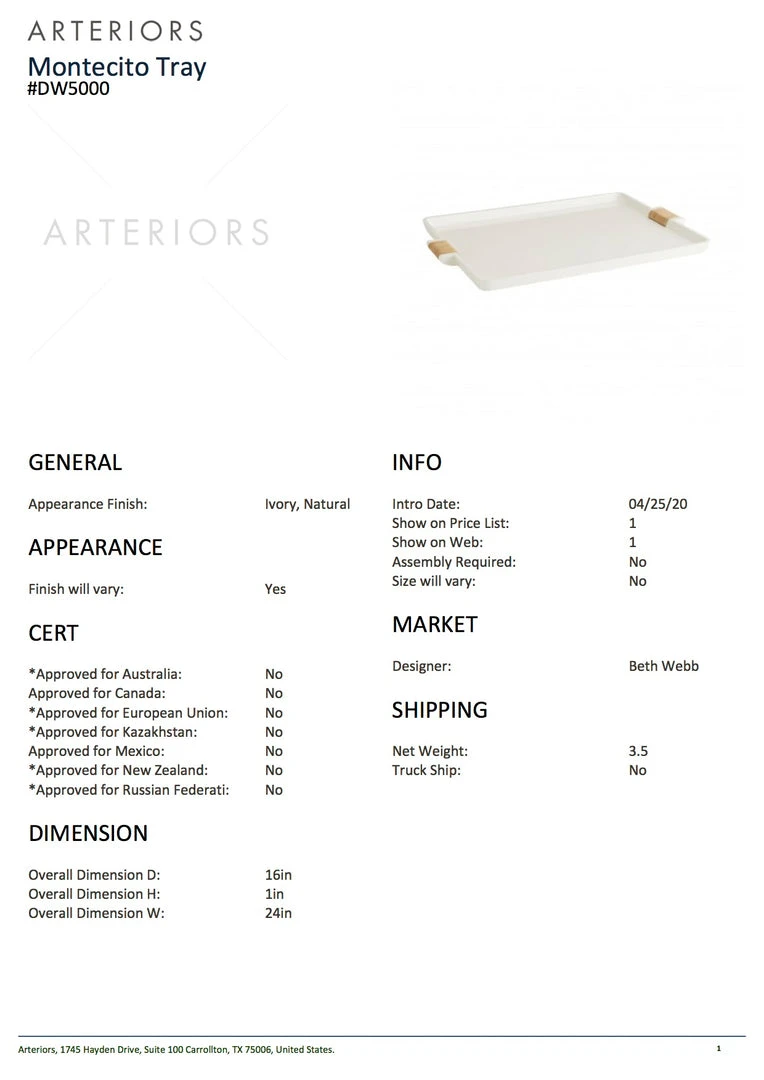 Arteriors Home New Arrivals Montecito Tray 7 Arteriors Home New Arrivals Montecito Tray