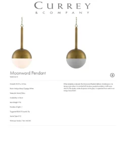 Currey And Company New Arrivals Moonward Pendant