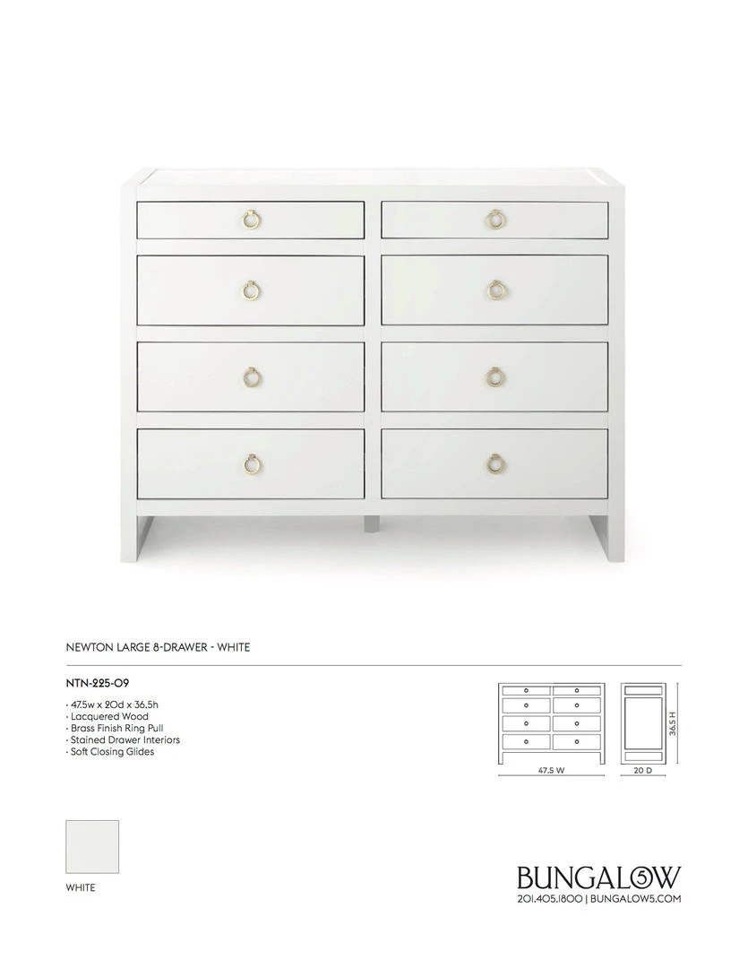 Bungalow 5 Newton Large 8 Drawer Chest White New Arrivals 4 Bungalow 5 Newton Large 8 Drawer Chest White New Arrivals