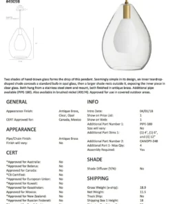 Arteriors Home Nala Pendant Antique Brass