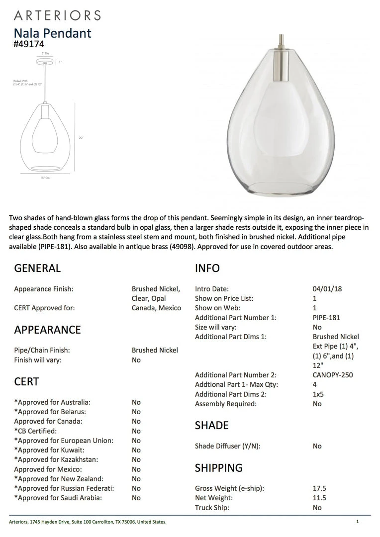 Arteriors Home Nala Pendant Brushed Nickel New Arrivals 5 Arteriors Home Nala Pendant Brushed Nickel New Arrivals