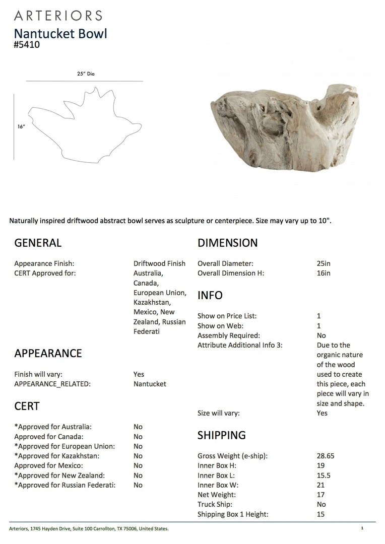 Arteriors Home Nantucket Bowl New Arrivals 8 Arteriors Home Nantucket Bowl New Arrivals