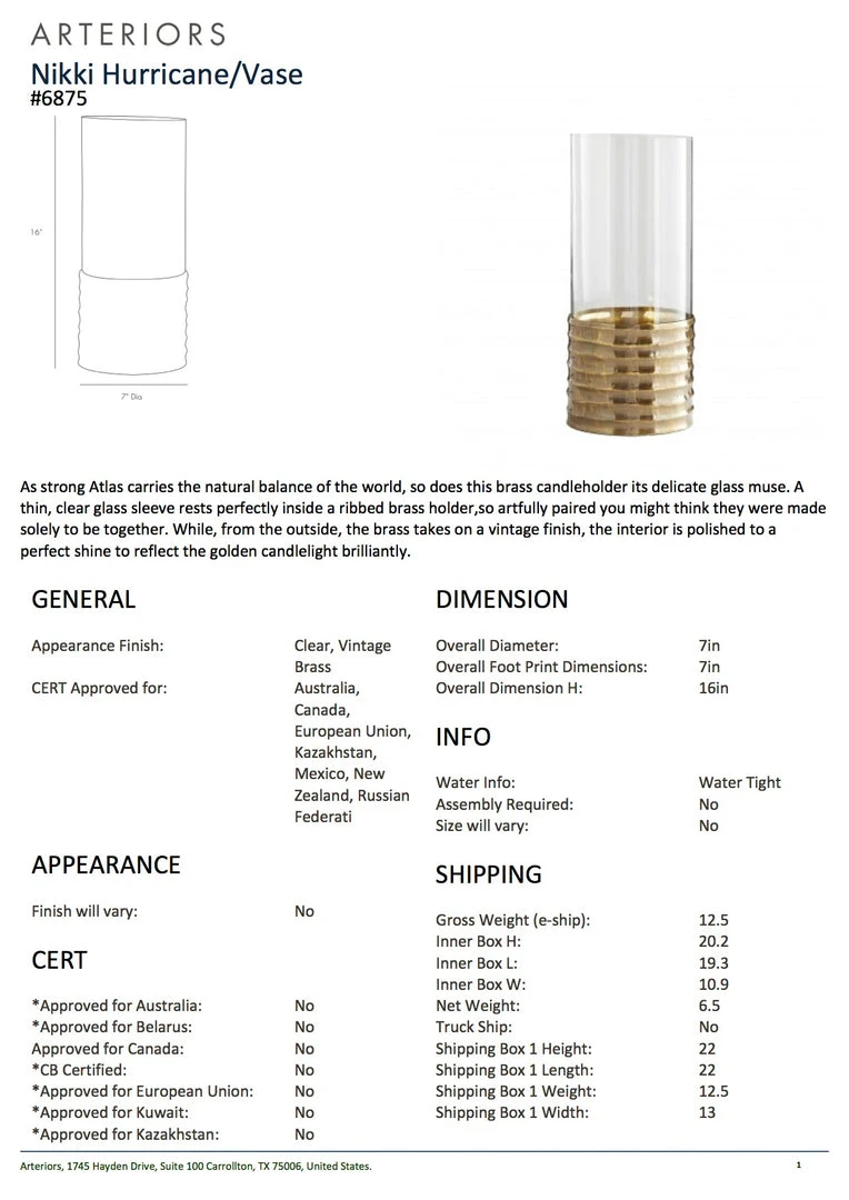 Arteriors Home New Arrivals Nikki Hurricane Or Vase 5 Arteriors Home New Arrivals Nikki Hurricane Or Vase