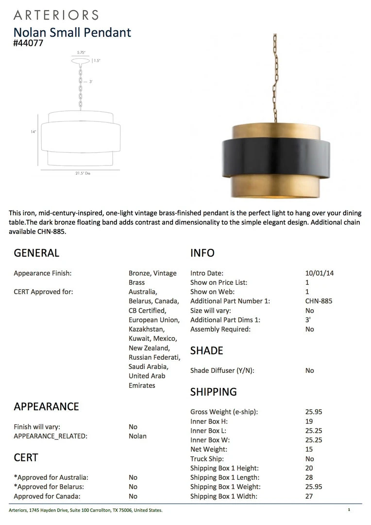 Arteriors Home New Arrivals Nolan Small Pendant Black 5 Arteriors Home New Arrivals Nolan Small Pendant Black