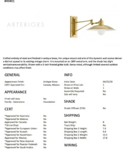 Arteriors Home New Arrivals Nox Sconce Antique Brass