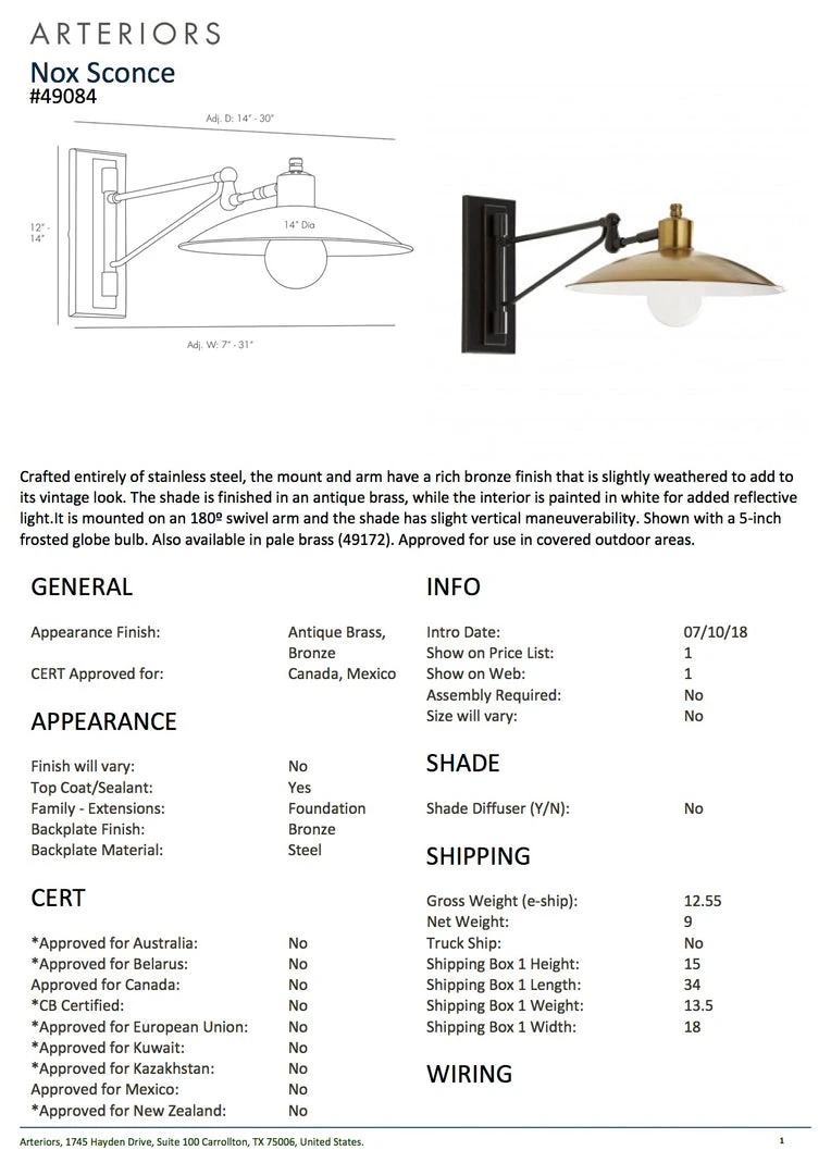 Arteriors Home Nox Sconce Bronze And Antique Brass New Arrivals 4 Arteriors Home Nox Sconce Bronze And Antique Brass New Arrivals