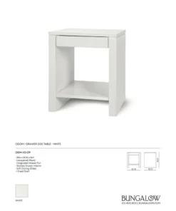 Bungalow 5 New Arrivals Odom 1 Drawer Side Table White