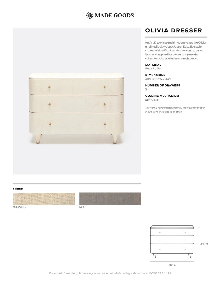 Made Goods Olivia 3 Drawer Dresser Seal Faux Raffia 2 Made Goods Olivia 3 Drawer Dresser Seal Faux Raffia