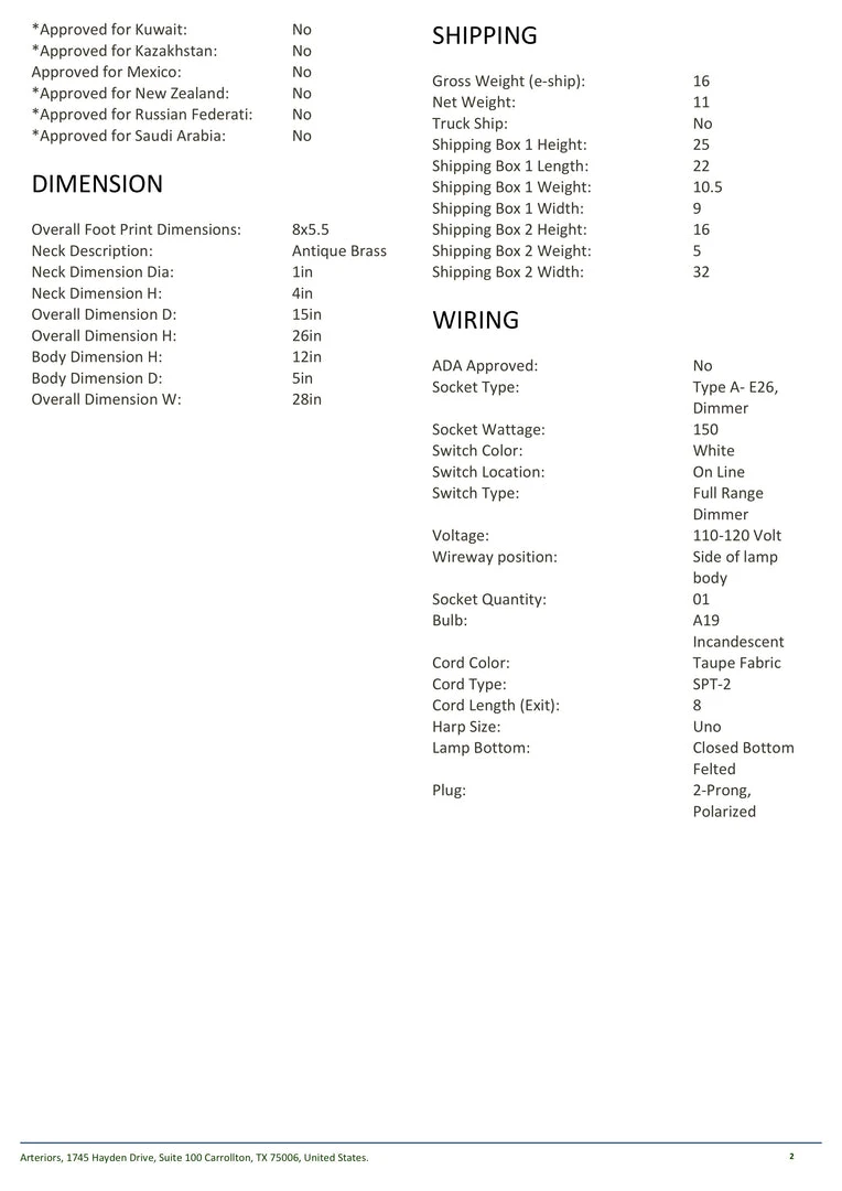 Arteriors Home New Arrivals Odessa Table Lamp 6 Arteriors Home New Arrivals Odessa Table Lamp