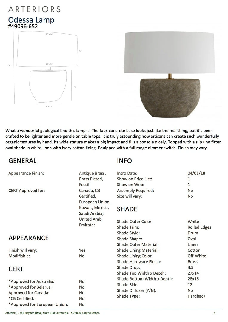 Arteriors Home New Arrivals Odessa Table Lamp 5 Arteriors Home New Arrivals Odessa Table Lamp