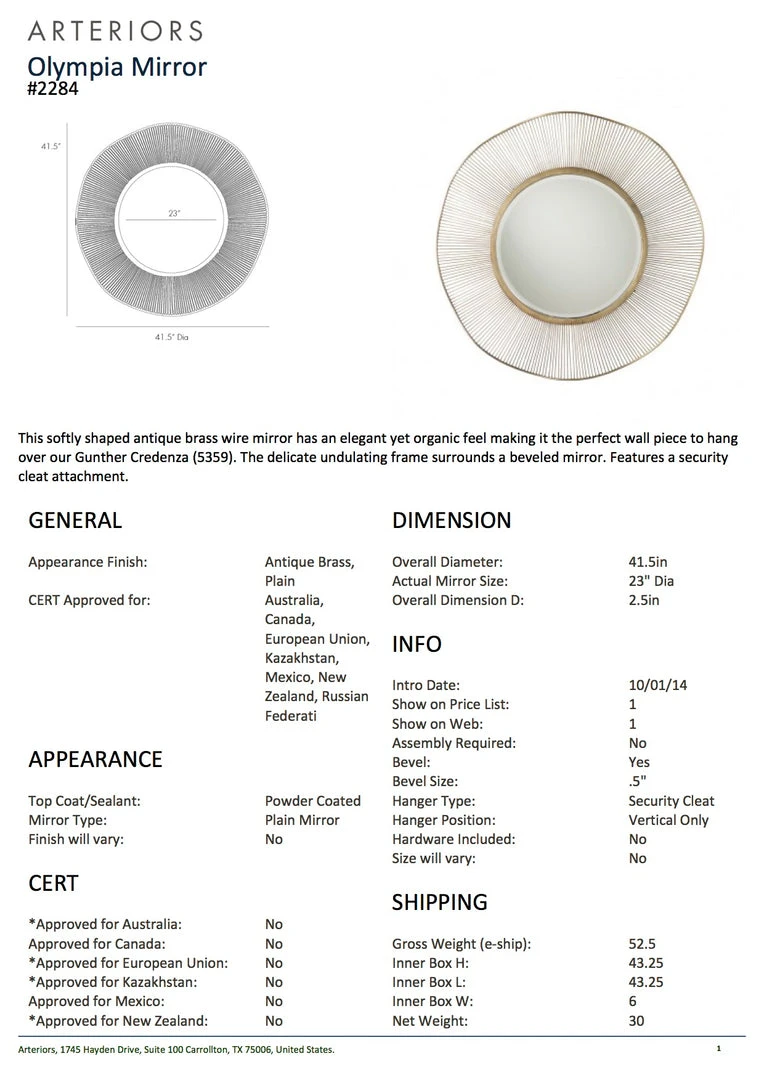 Arteriors Home Olympia Mirror Antique Brass New Arrivals 5 Arteriors Home Olympia Mirror Antique Brass New Arrivals