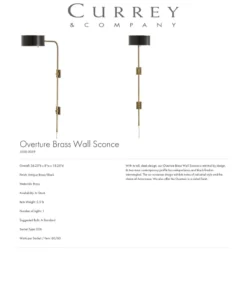 Currey And Company New Arrivals Overture Brass Wall Sconce